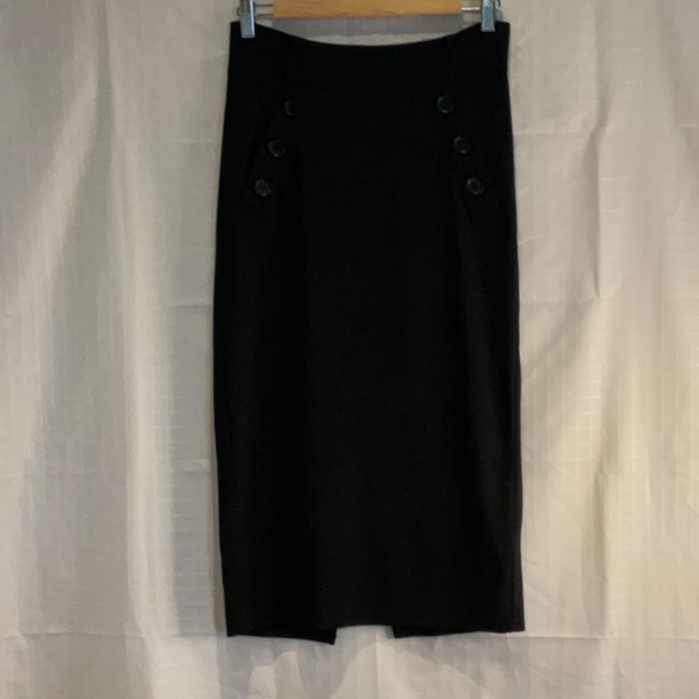 Philosophy Black Button-Accent  Pencil Skirt